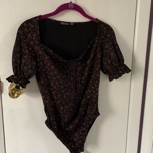 Floral Black One Piece